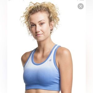 Champion Women's Dip-Dye Racerback Sports Bra - Blue/White- Size (M)